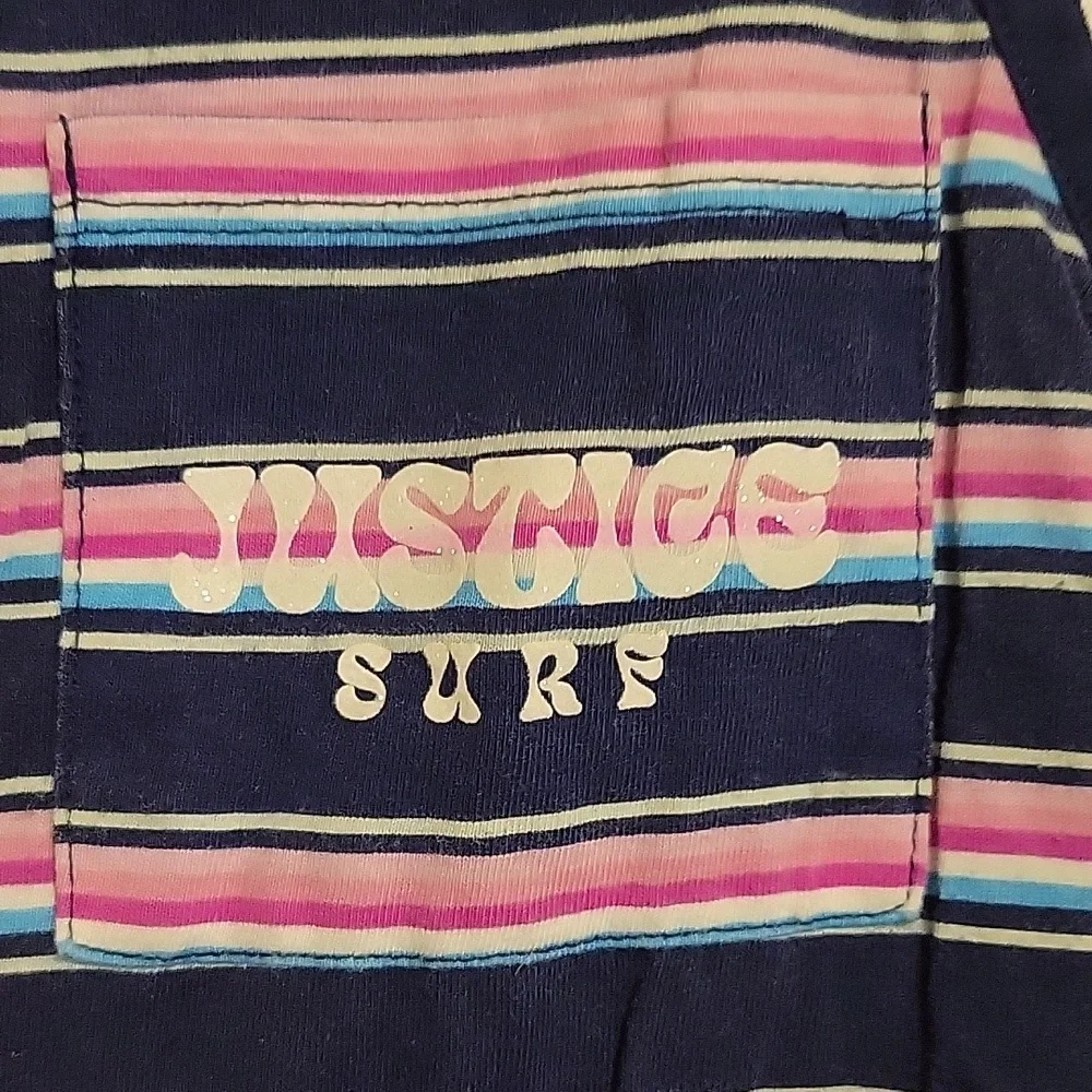Justice Navy and Pink Striped Dress
